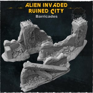 Barricades - Alien Invaded City | Zabavka Workshop | Thematic Sci-Fi Fantasy Barricades for tabletop wargames!