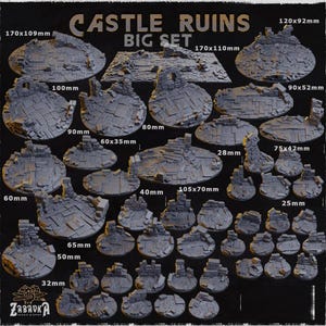 Castle Ruins Bases | Zabavka Workshop | Thematic Round/Oval Bases for all of your tabletop gaming needs