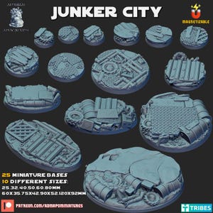 Junker City Bases | Admiral Apocalypse | Thematic Round/Oval Bases for all of your tabletop gaming needs