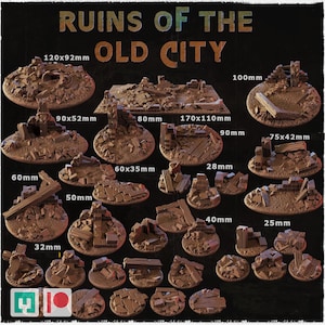 Old City Ruins Bases | Zabavka Workshop | Thematic Round/Oval Bases for all of your tabletop gaming needs