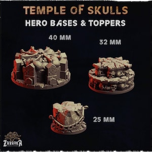 Hero Bases - Temple of Skulls | Zabavka Workshop | Thematic Round/Oval Bases for all of your tabletop gaming needs