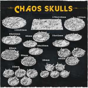 Chaos Skulls Bases | Zabavka Workshop | Thematic Round/Oval Bases for all of your tabletop gaming needs