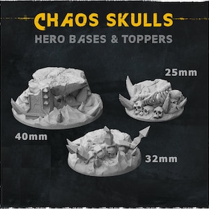 Hero Bases - Chaos Skulls | Zabavka Workshop | Thematic Round/Oval Bases for all of your tabletop gaming needs