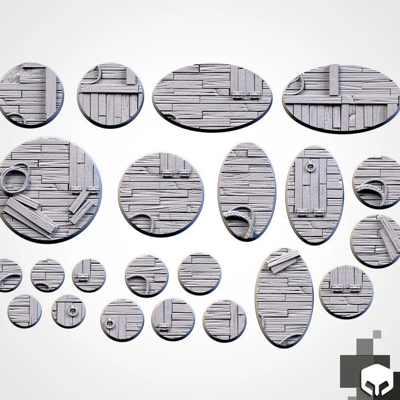 Wooden Plank Bases | Txarli Factory | Thematic Round/Oval Bases for all of your tabletop gaming needs