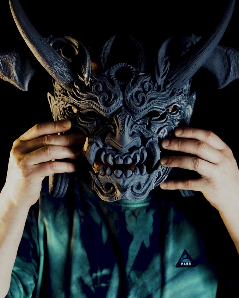 Tenjin - the Cursed Scholar | Wall Art Mask | Black Forge Games - Etsy