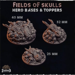 Hero Bases - Fields of Skulls | Zabavka Workshop | Thematic Round/Oval Bases for all of your tabletop gaming needs