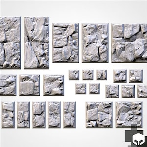 Rocky Stone Bases | Txarli Factory | Thematic Square/Rectangle Bases for all of your tabletop gaming needs
