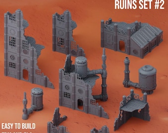 Grimdark Industrial Ruins Set #2: 28/32mm Tabletop Terrain