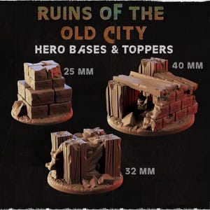 Hero Bases - Ruins of the Old City | Zabavka Workshop | Thematic Round/Oval Bases for all of your tabletop gaming needs