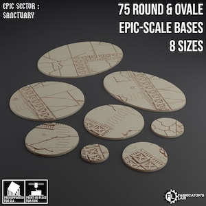 Epic Sector: Sanctuary | EPIC-SCALE Bases | Fabricator&#39;s Lair | Thematic Round/Oval Bases for all of your tabletop gaming needs
