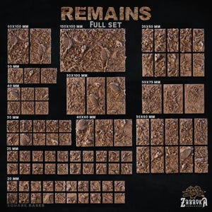 Remains Bases | Zabavka Workshop | Thematic Square/Rectangle Bases for all of your tabletop gaming needs