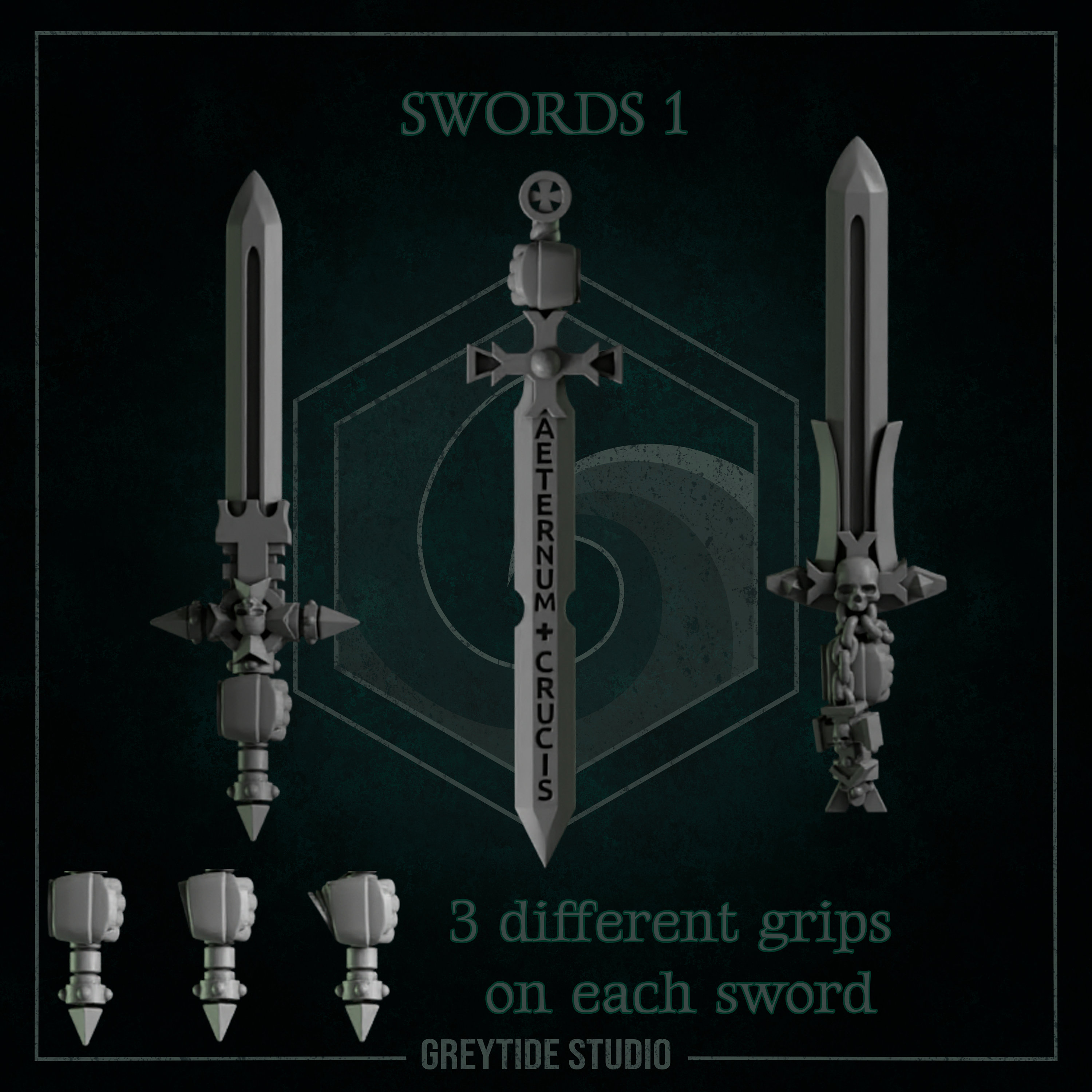 One Handed Sword Conversion Kits | Eternal Pilgrims | GreyTide Studio | Bring a unique flair to your models with this thematic upgrade pack!