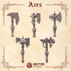One Handed Axes Conversion Kit | Crimson Lords | GreyTide Studio | Thematic upgrade pack!