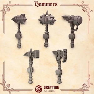 One Handed Hammers Conversion Kit | Crimson Lords | GreyTide Studio | Thematic upgrade pack!