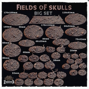 Field of Skulls Bases | Zabavka Workshop | Thematic Round/Oval Bases for all of your tabletop gaming needs