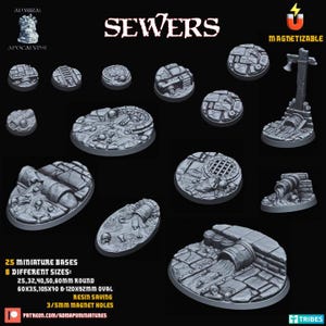 Sewer Bases | Admiral Apocalypse | Thematic Round/Oval Bases for all of your tabletop gaming needs