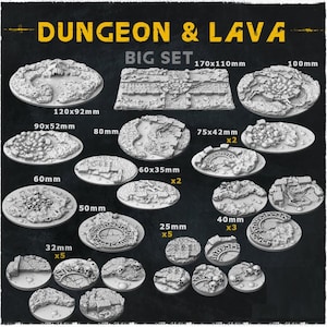 Lava Dungeon Bases | Zabavka Workshop | Thematic Round/Oval Bases for all of your tabletop gaming needs