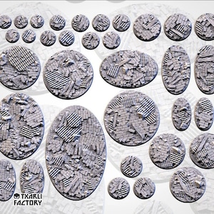 Ruined Factory Bases | Txarli Factory | Thematic Round/Oval Bases for all of your tabletop gaming needs