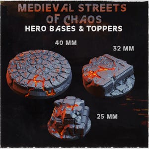 Hero Bases - Medieval Chaos Streets | Zabavka Workshop | Thematic Round/Oval Bases for all of your tabletop gaming needs