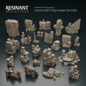 Commercial Complex SET #1 : 6mm Sci-fi Terrain For Tabletop Games such as BattleTech, and More