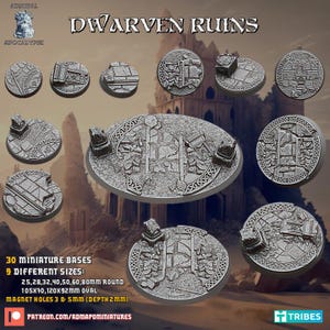 Dwarven Ruins Bases | Admiral Apocalypse | Thematic Round/Oval Bases for all of your tabletop gaming needs