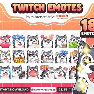 Wolf Twitch Emotes , 18 Wolf Emotes, Twitch Emotes, Discord Emotes, YouTube Emotes, Cute Wolf Emotes,  Wolf Emoji, Chibi Wolf