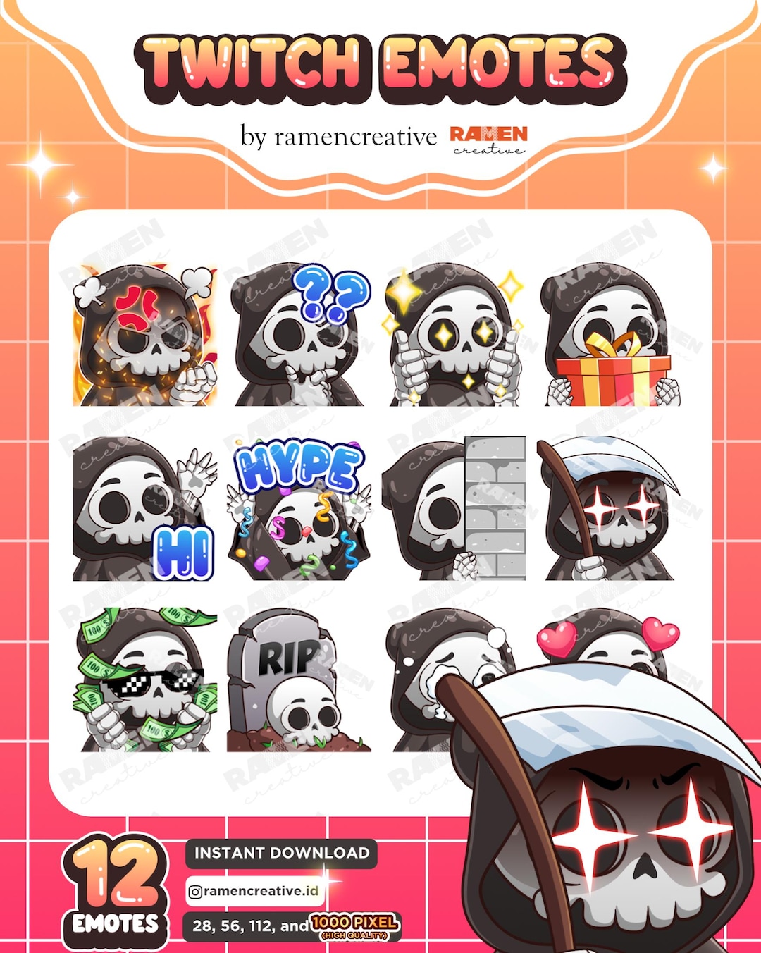 Splinter Emote Reaper Twitch Emotes: 12 Skull Emotes Pack (digital Download) - Etsy