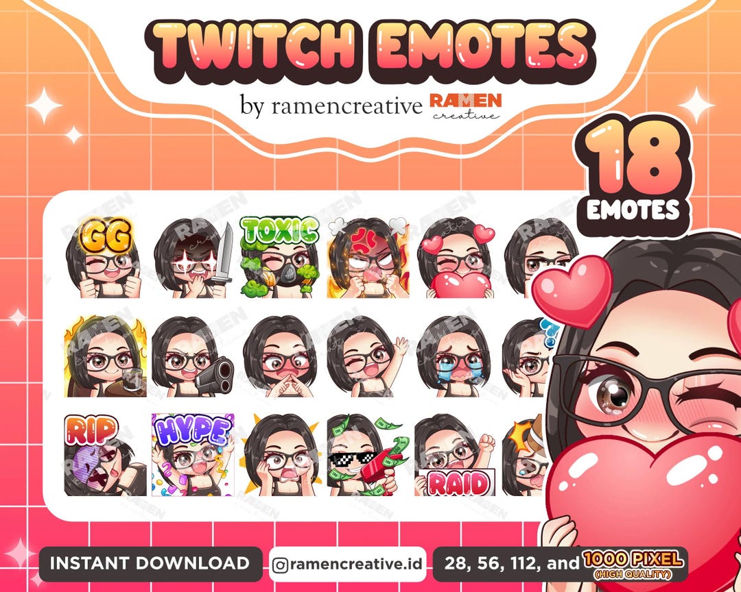 Girl Twitch Emotes , 18 Chibi Girl Emotes, Twitch Emotes, Discord ...