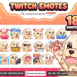 Dog Twitch Emotes , 18 Dog Emotes, Twitch Emotes, Discord Emotes, YouTube Emotes, Cute Dog Emotes, Chibi Dog, Kawaii, Labrador Emotes