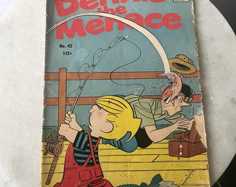 vintage comic book, dennis the menace, 1960s comic book, hallden fawcett comic, dennis the menace no 42, comic collection, comic books