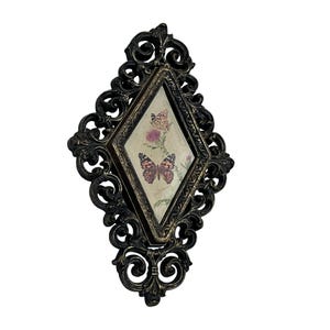 vintage homco, vintage wall decor, vintage framed decor, victorian framed print, butterfly home decor, vintage butterfly, homco home decor,