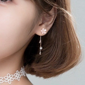 Korean Flower earrings, Sakura Jewelry, Statement Earrings, Handmade Earrings, Dainty Sakura Earrings, Hypoallergenic Earrings, Pink Earring