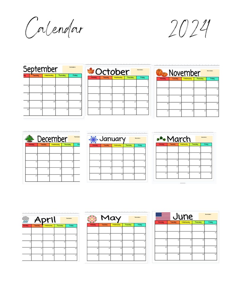 2024 Digital Monthly Pacing Calendar Etsy