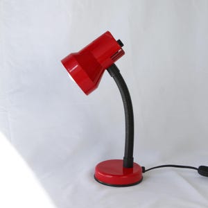 Vintage 1980’s Red Veneta Lumi Desk Lamp - Italian Design - Black Flexible Neck
