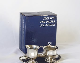 Juego de desayuno vintage Alfra Alessi, raro – Acero inoxidable 18/10 – Caja original – Italia, años 50/60
