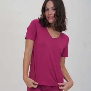 Relaxed Fit Pajama Shirt: Soft Rayon Blend Sleep Top