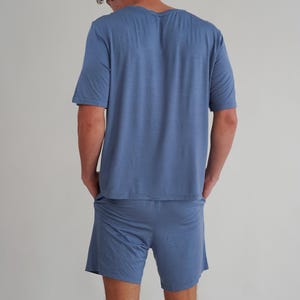 Mens Pajama Set, Summer Pajamas for Him, Shirt and Shorts Set, Lightweight & Breathable, Pajamas He Actually Wants to Wear, DeepSky Color