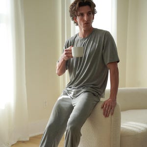 Lightweight Mens Pajamas, Mens Fog Pants Sleep Set, Mens Pajama Set | Mens Pants and Shirt Set | No More Sweaty Nights | Fathers Day Gift