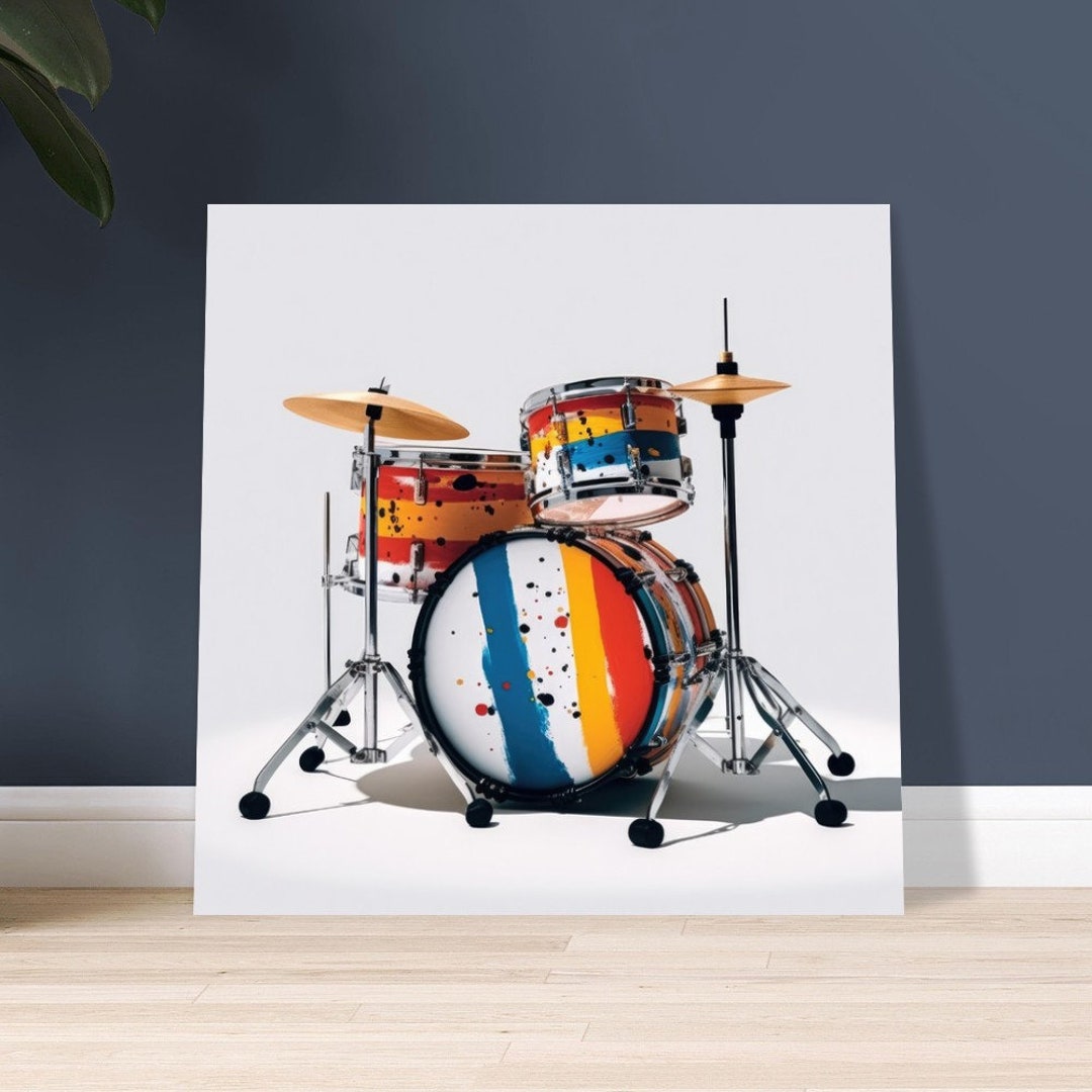 Colorful Cadence Painted Drum Set Wall Art Artistic Music Etsy