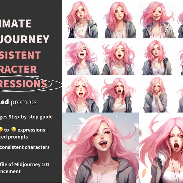 Facial Expressions Digital Design of Consistent Character| Midjourney advanced prompts| Children book illustration Midjourney prompt guide.|