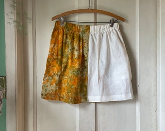 Panelled Adjustable Waist Skirt - Pockets - Vintage Found Fabric - Handmade - Slow Fashion