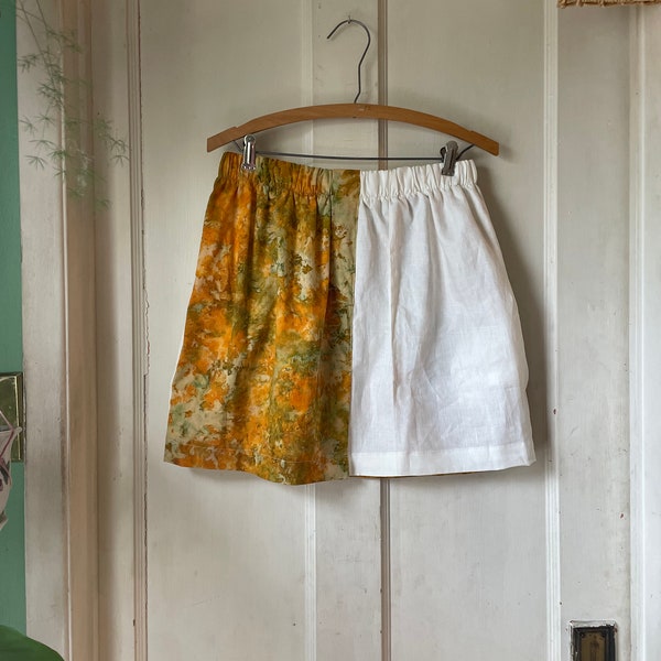 Panelled Adjustable Waist Skirt - Pockets - Vintage Found Fabric - Handmade - Slow Fashion