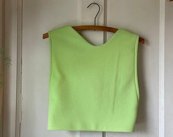 Lime Crop Top - Open Back - Found Vintage Fabric - Slow Fashion - One of a Kind - Street Wear