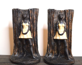 Vintage Bookends - Dancer, Girl, Figurine, Collectible