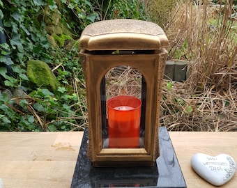 Grablaterne Grablampe Grableuchte Massiv Grablicht Grabschmuck Guss Bronze