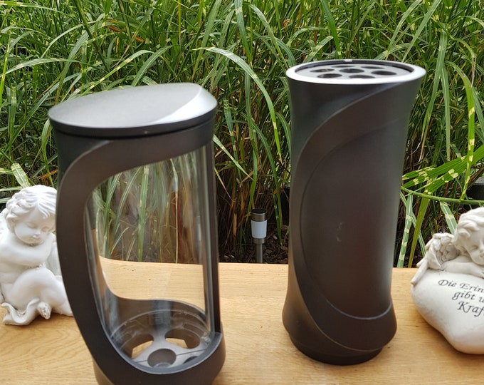 Grablaterne Aus Stahl – Schwarz Pulverbeschichtet, Mit Erdanker, Höhe 210 Mm