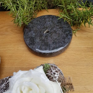 Orion, granite base, round, granite base with hole, grave lantern base, grave lamp, grave lamp lamp base, color: blue and gray tones