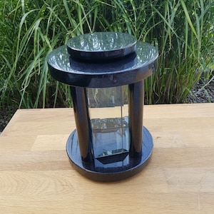 Grave lamp granite Swedish black cemetery lamp ROUND modern glass