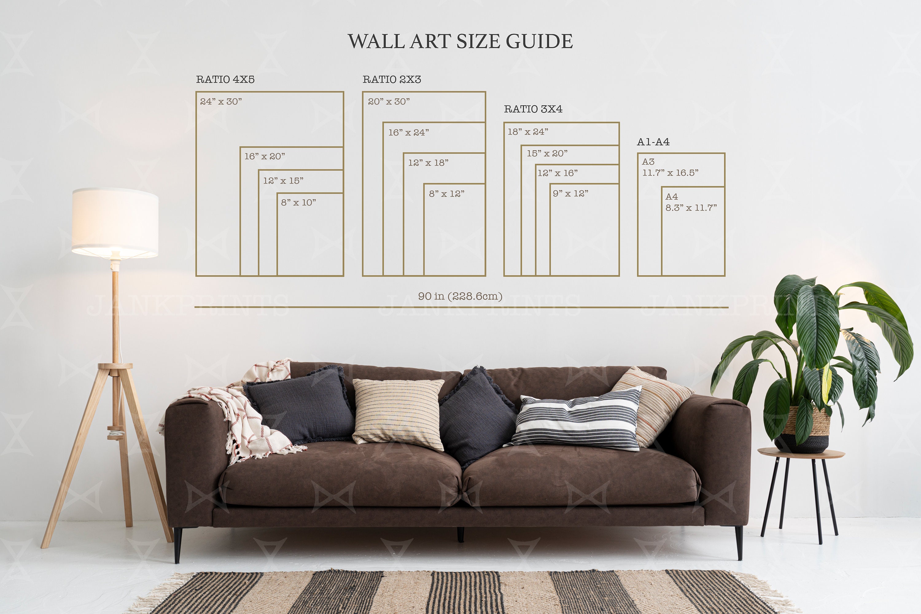 Wall Art Size Guide, Frame Size Guide, Poster Size Chart, Print Size ...