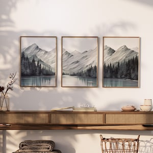 3 Piece Wall Art, Mountain Wall Art Gallery Wall Set, Watercolor ...